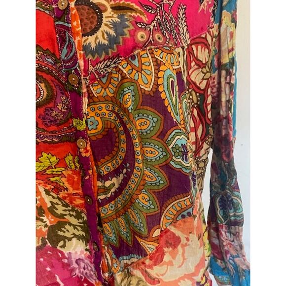 Sacred Threads Size 2X Women's Button Up Blouse Multicolor 100% Cotton‎ - Picture 2 of 5